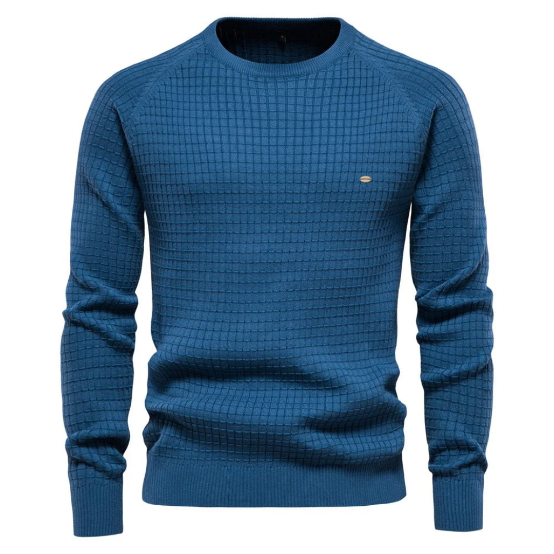 Men's knitted sweater round neck warm cozy cotton