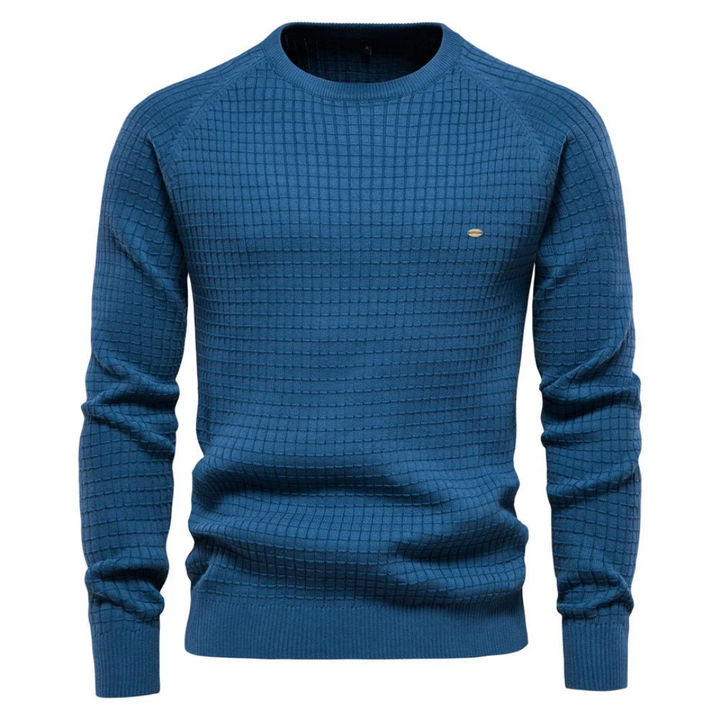 Men's knitted sweater round neck warm cozy cotton