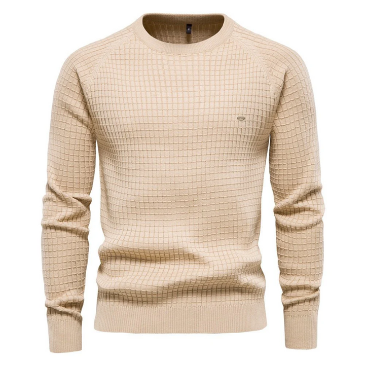 Men's knitted sweater round neck warm cozy cotton