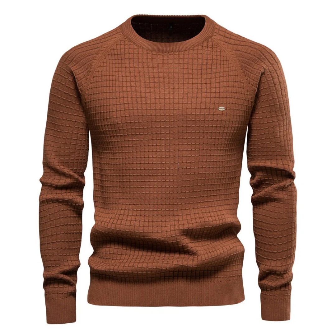 Men's knitted sweater round neck warm cozy cotton