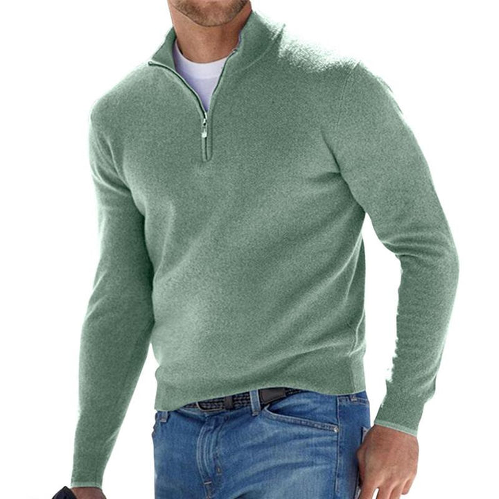 Men's Wool Sweater Half Zipper Modern