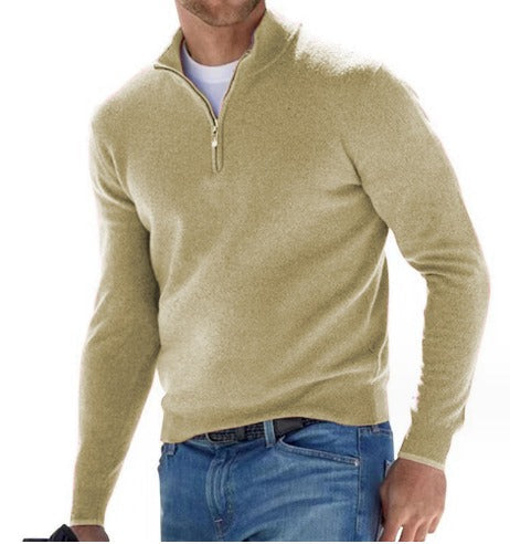 Men's Wool Sweater Half Zipper Modern