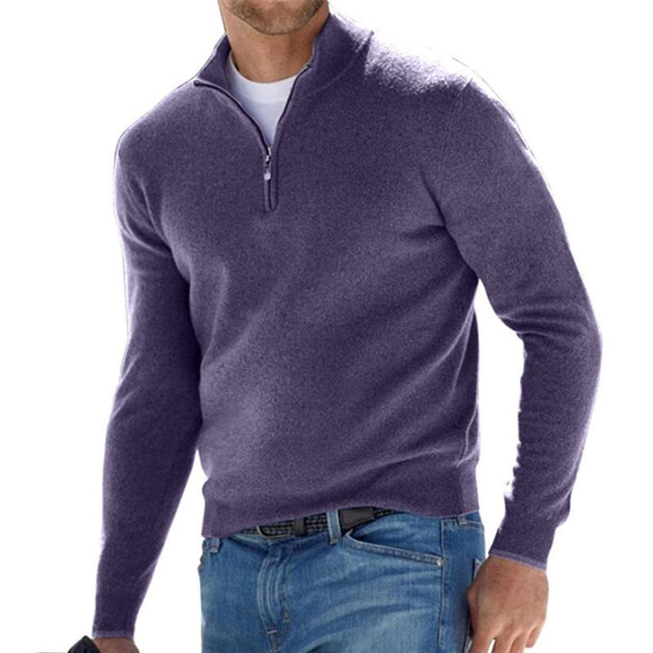 Men's Wool Sweater Half Zipper Modern