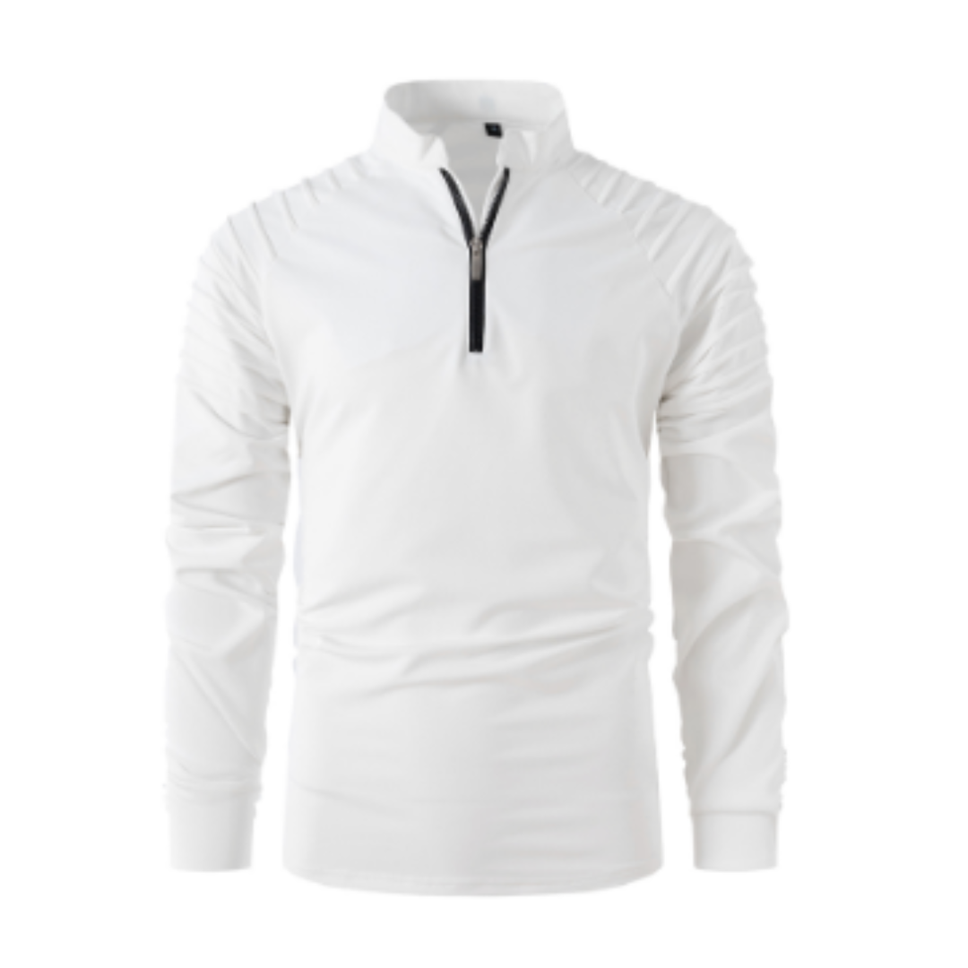 Men's cotton pullover with half zipper in modern style