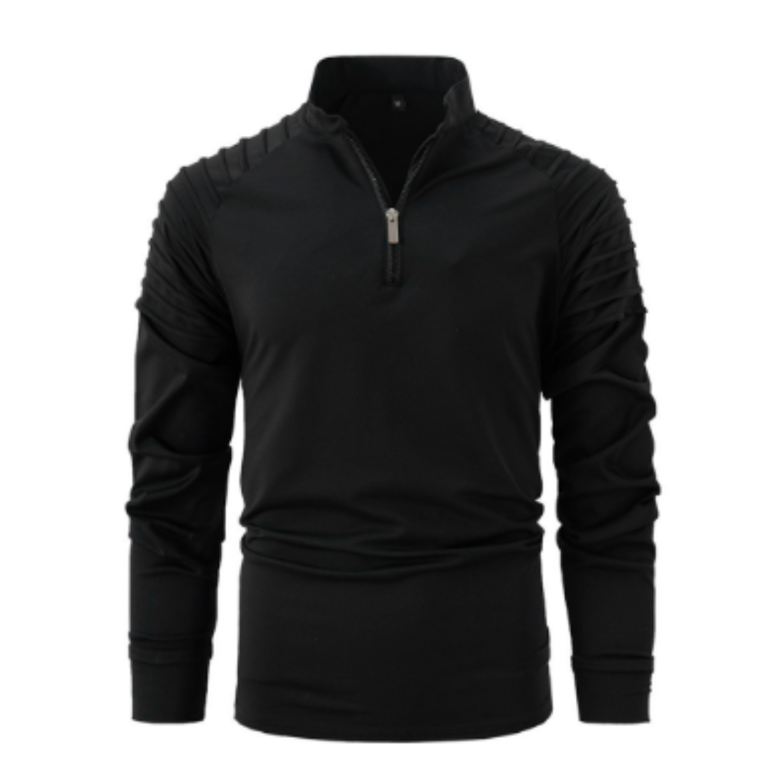 Men's cotton pullover with half zipper in modern style