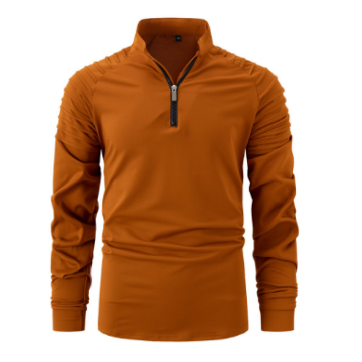 Men's cotton pullover with half zipper in modern style