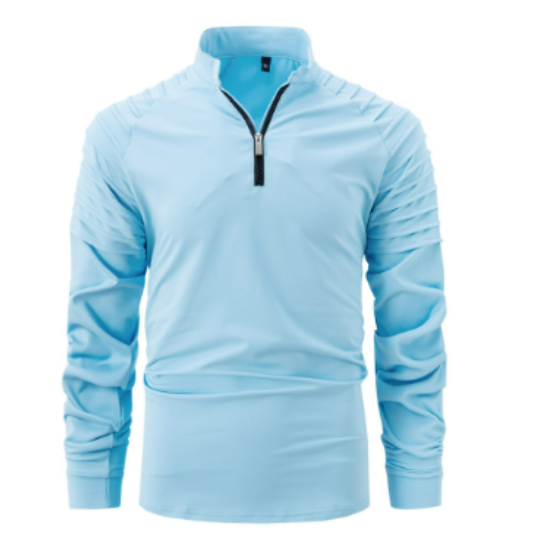 Men's cotton pullover with half zipper in modern style