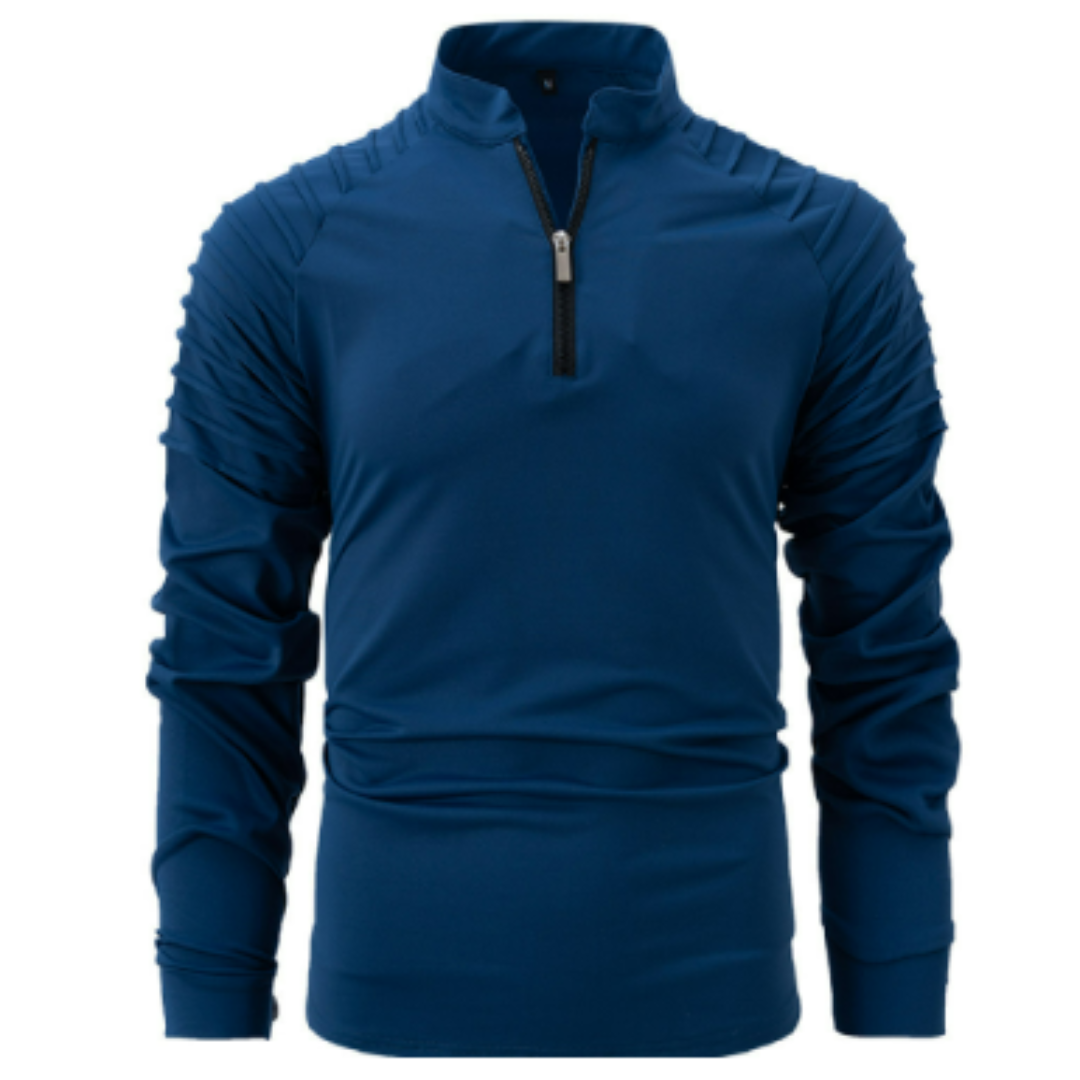 Men's cotton pullover with half zipper in modern style