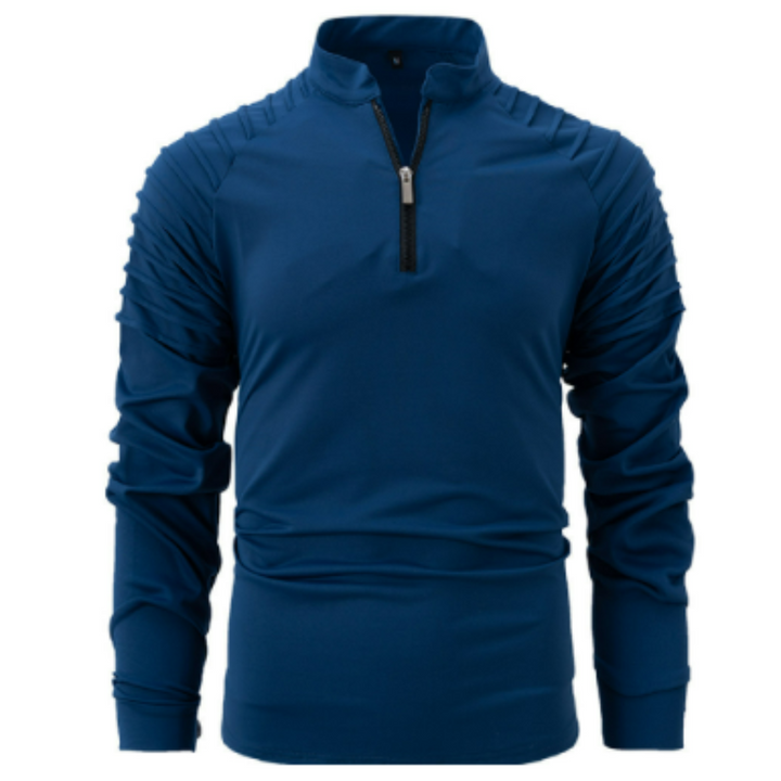Men's cotton pullover with half zipper in modern style