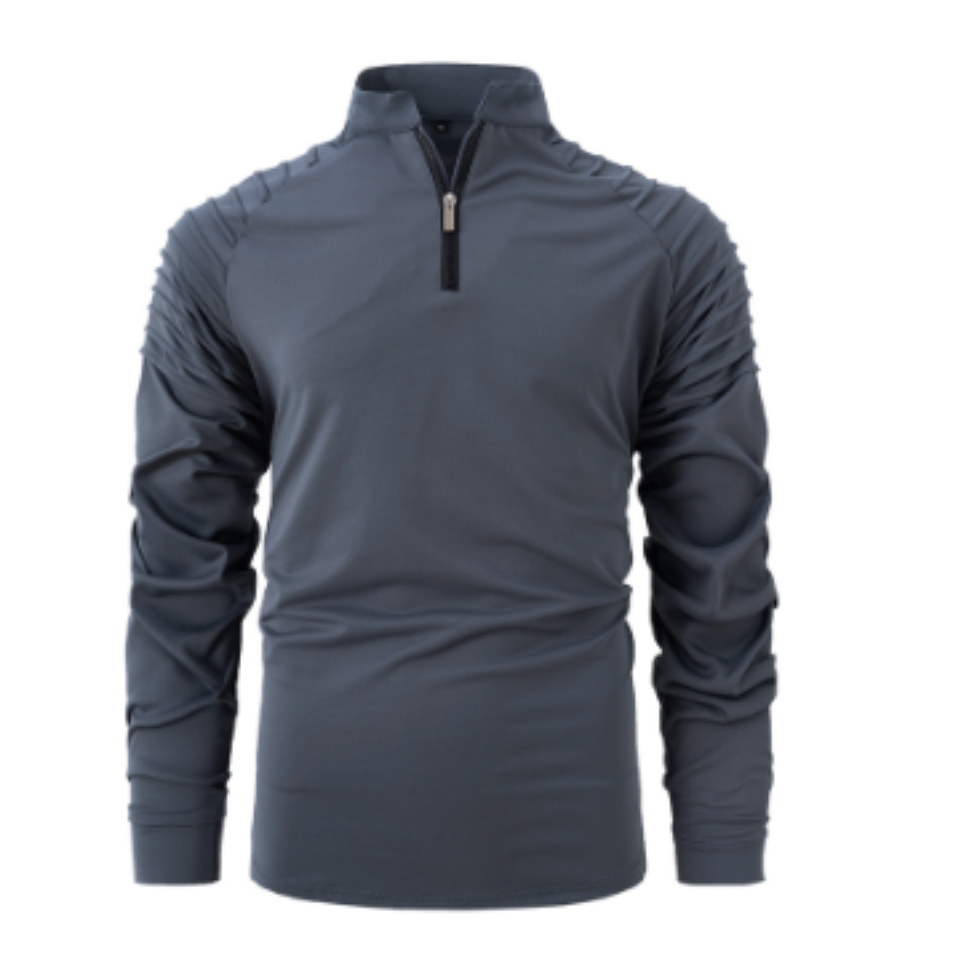 Men's cotton pullover with half zipper in modern style
