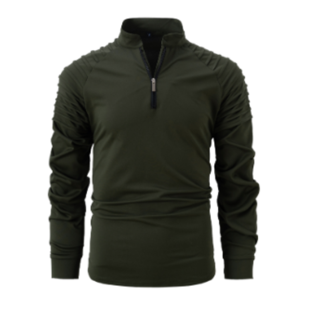 Men's cotton pullover with half zipper in modern style