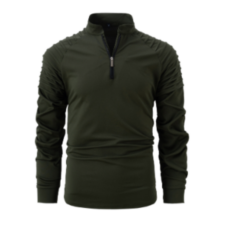 Men's cotton pullover with half zipper in modern style