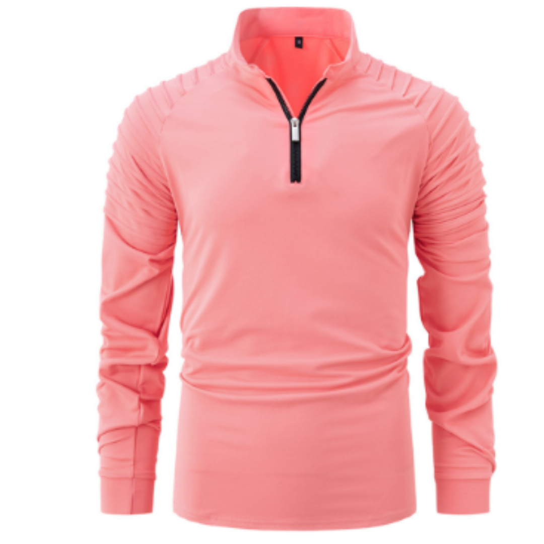 Men's cotton pullover with half zipper in modern style
