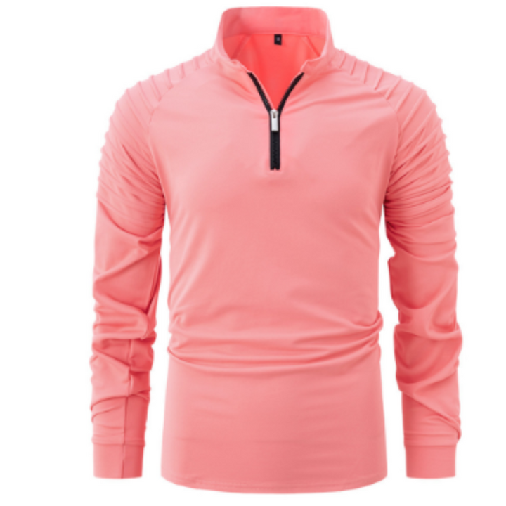 Men's cotton pullover with half zipper in modern style