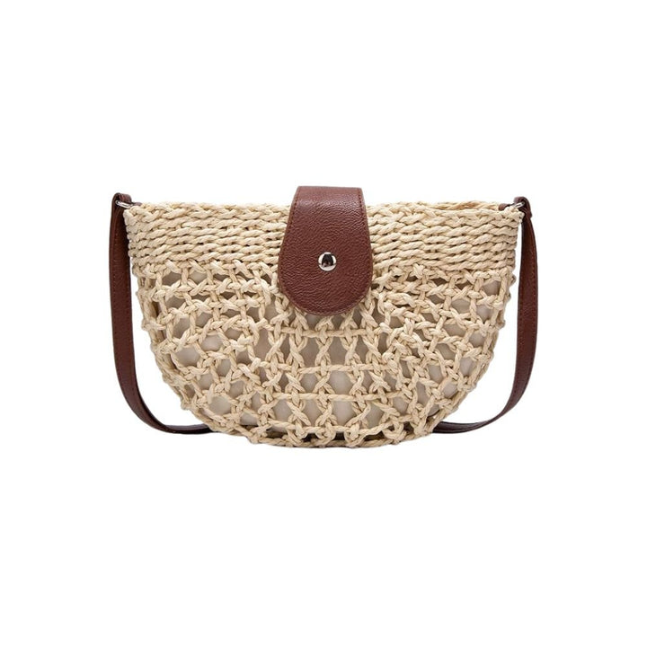 Braided straw bag – Vegan leather handle, summer bag
