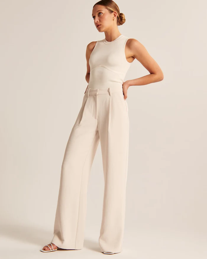 Women's pants with high waist and elegant wide leg