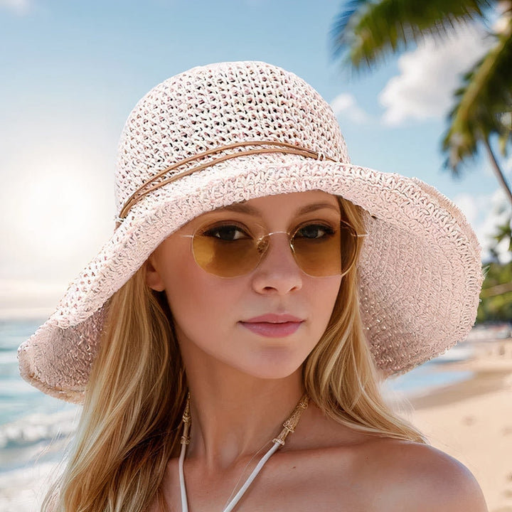 Foldable summer sun hat with wide brim