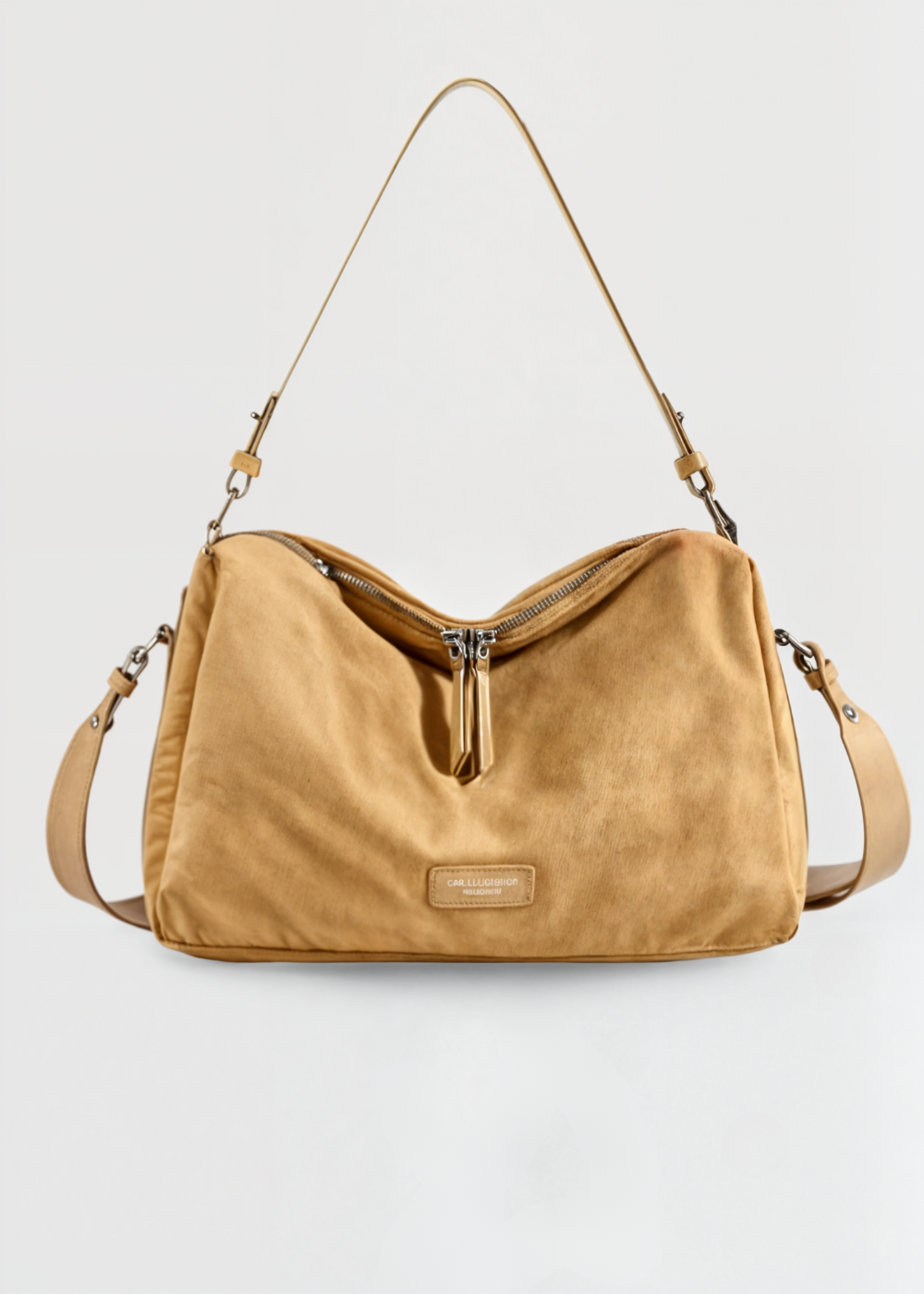 Vegan Suede Crossbody Bag Women – Compact Bucket Bag with Zipper