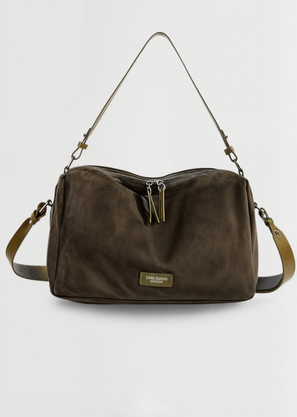 Vegan Suede Crossbody Bag Women – Compact Bucket Bag with Zipper