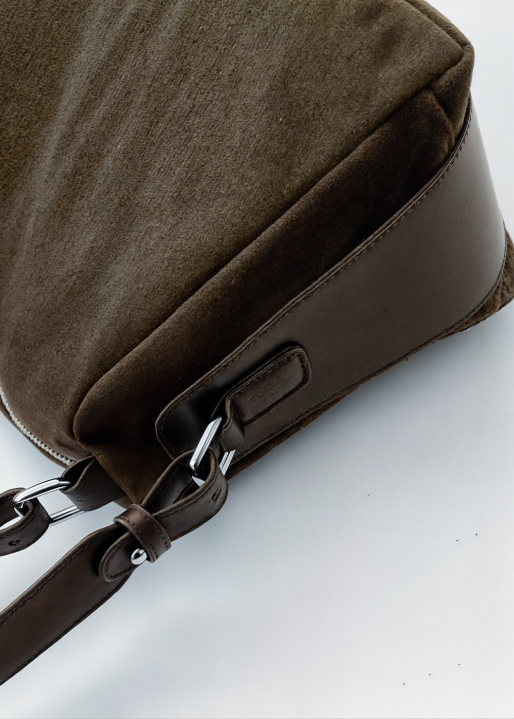 Vegan Suede Crossbody Bag Women – Compact Bucket Bag with Zipper