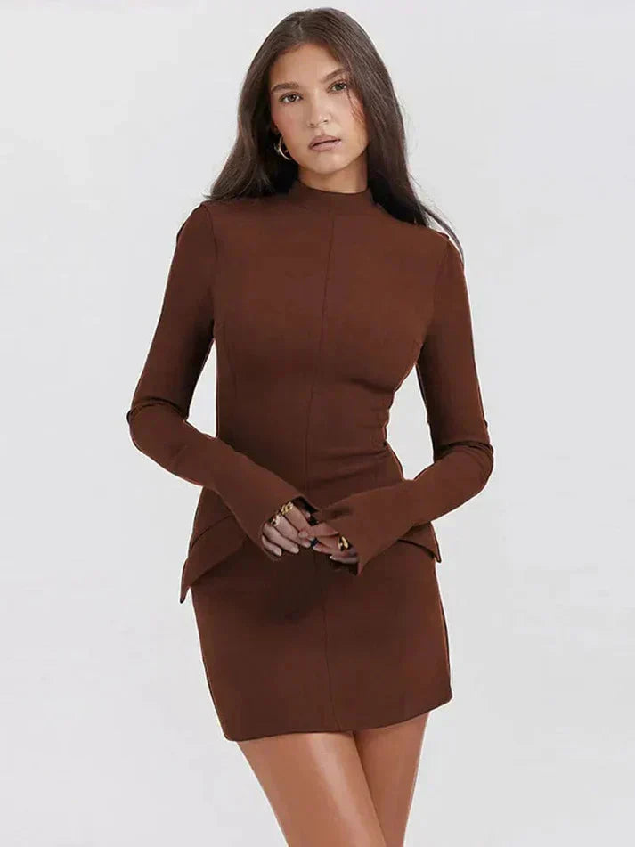 Women's satin mini dress with A-line cut and elegant silhouette