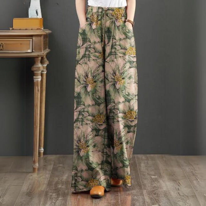 Women's Palazzo Pants Viscose Floral Print Wide Cut Summer