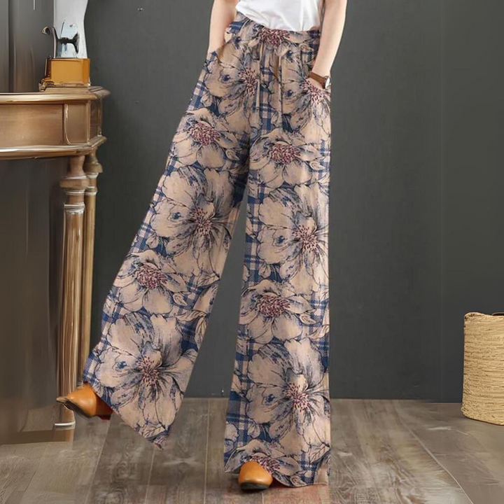 Women's Palazzo Pants Viscose Floral Print Wide Cut Summer