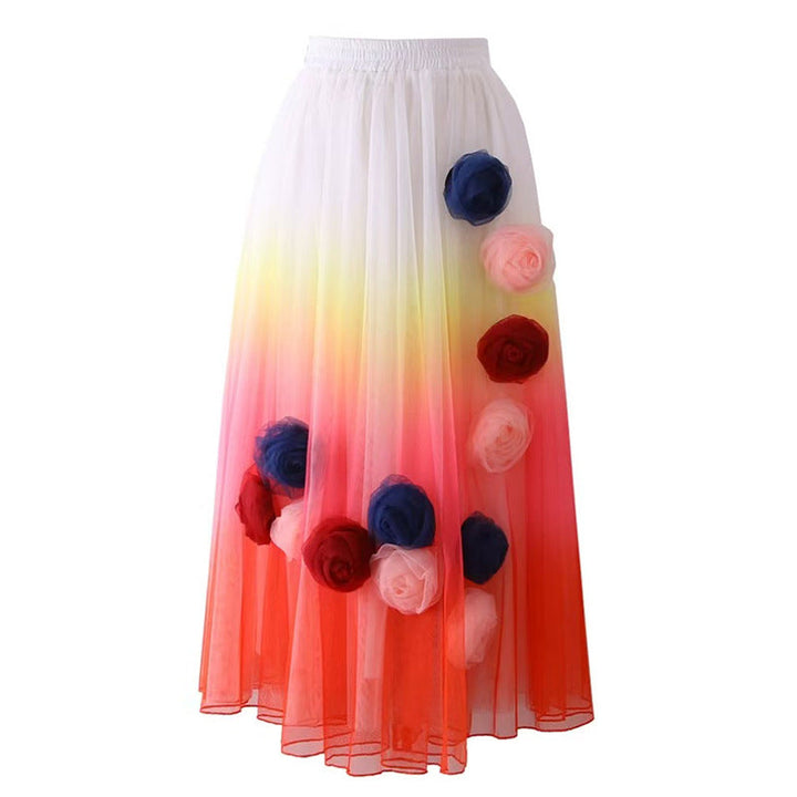 Maxirock Floral-Ombre 3D-Print – Light Women's Summer Skirt, Elegant & Flowing