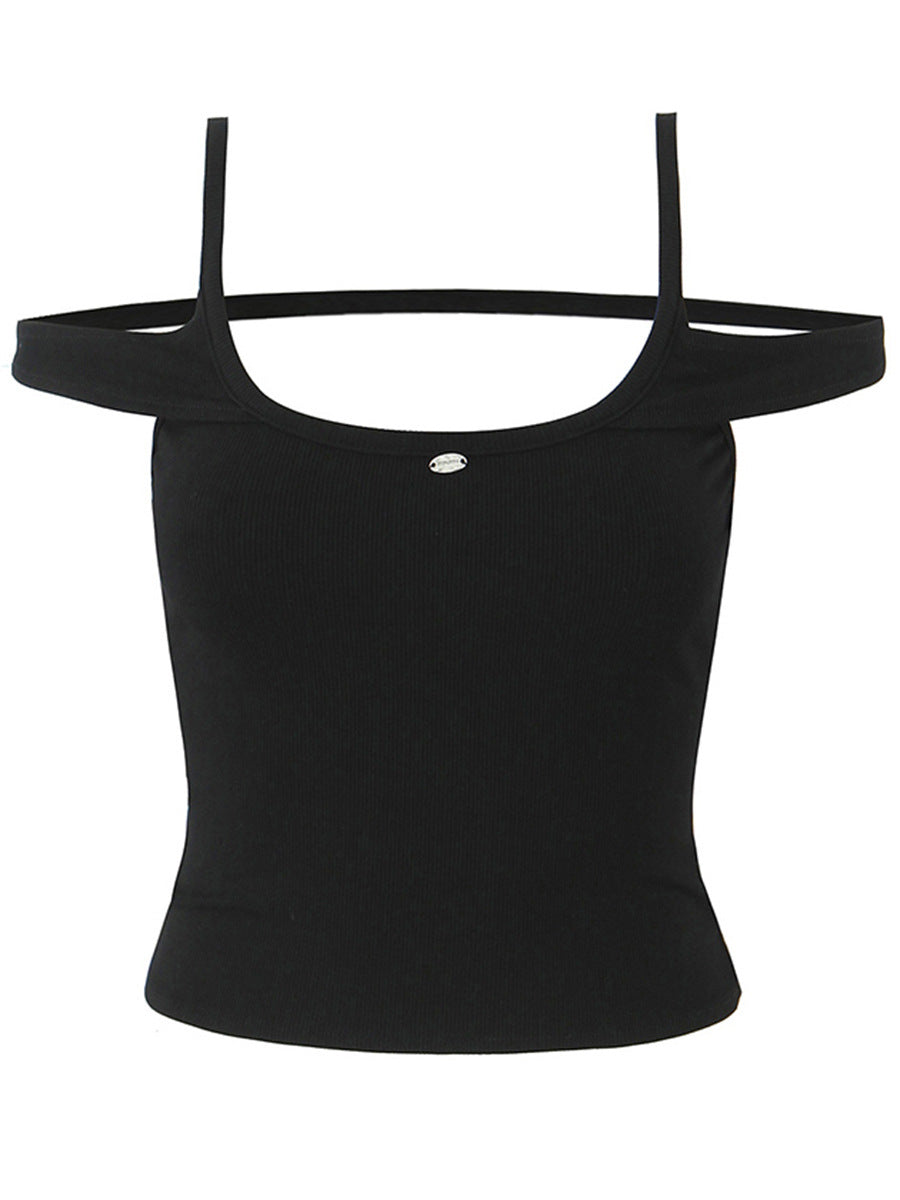 Off-shoulder women's top with fine ribbed texture