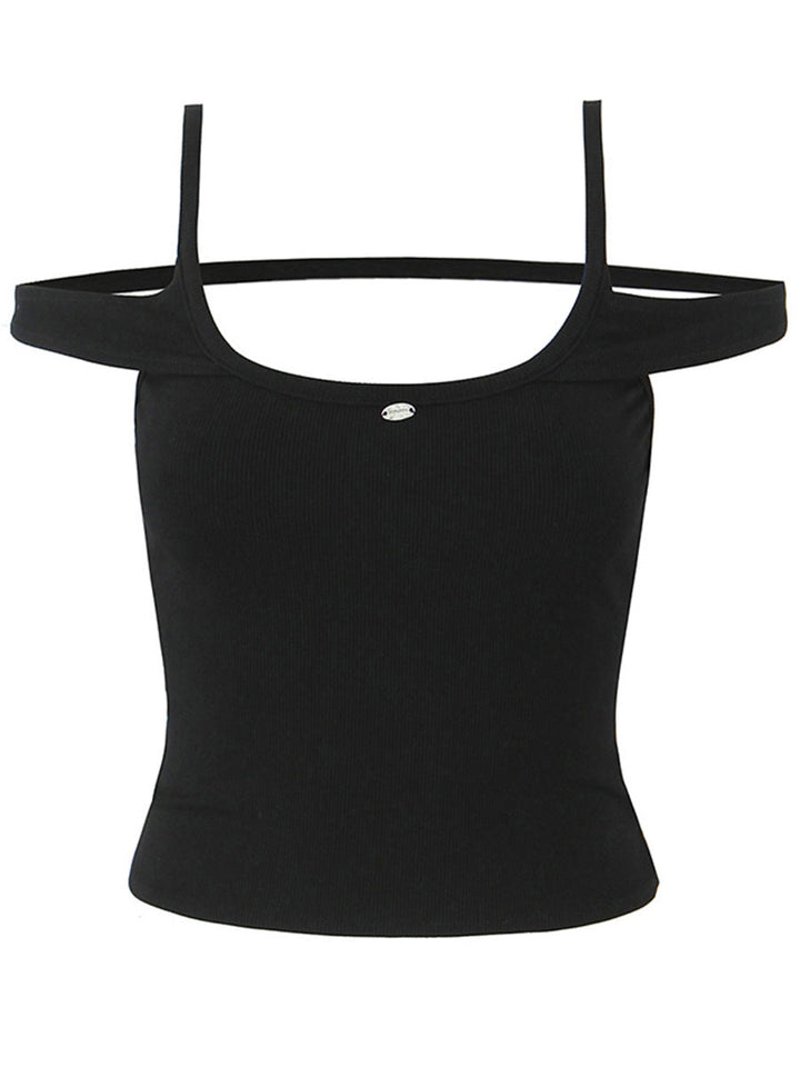 Off-shoulder women's top with fine ribbed texture