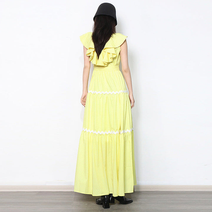 Robe maxi avec des volants volumineux et une taille cintrée | Robe d'été pour femmes