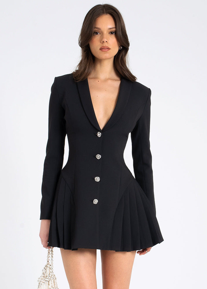 Women's Blazer Dress – Pleated Design – Elegant Look