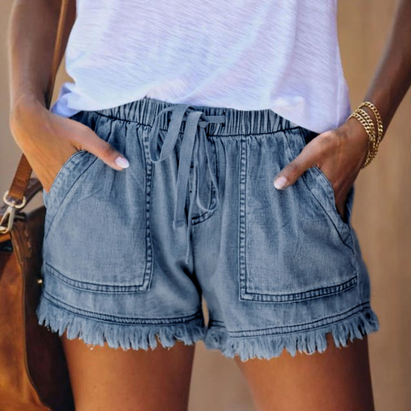 Stylish women's shorts – Light summer pants with high waist for women