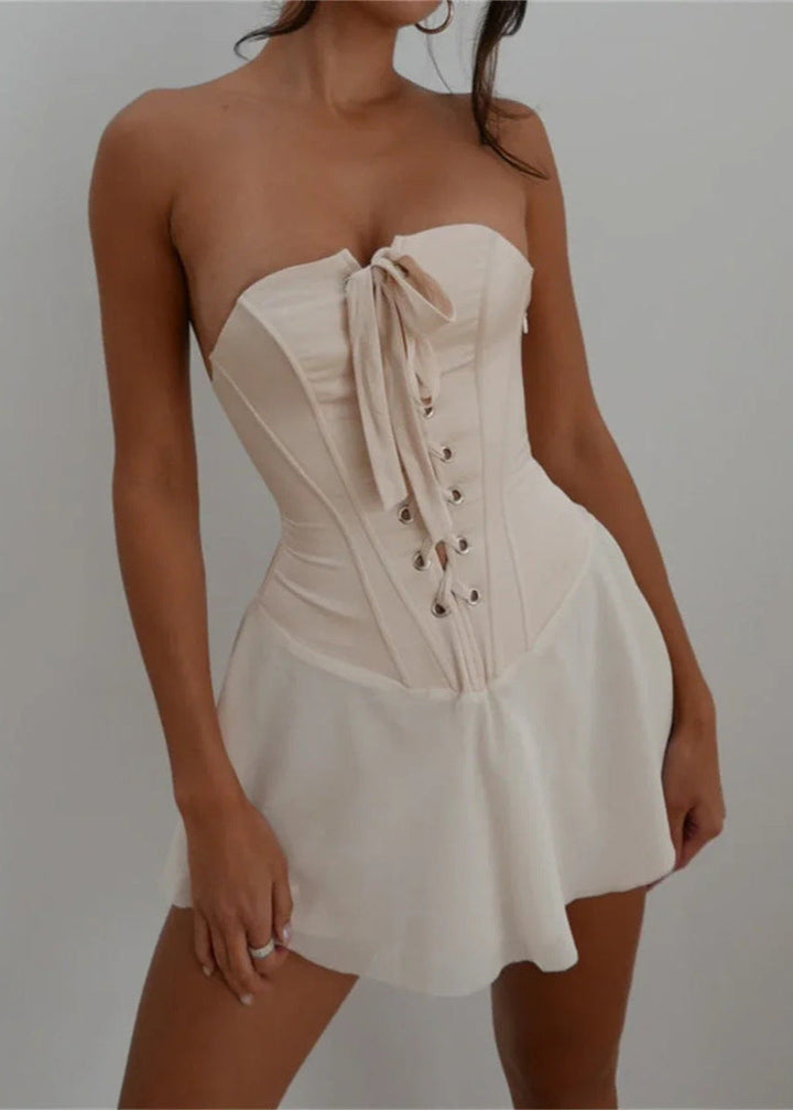 Women's mini dress in corset design – sleeveless and tight-fitting