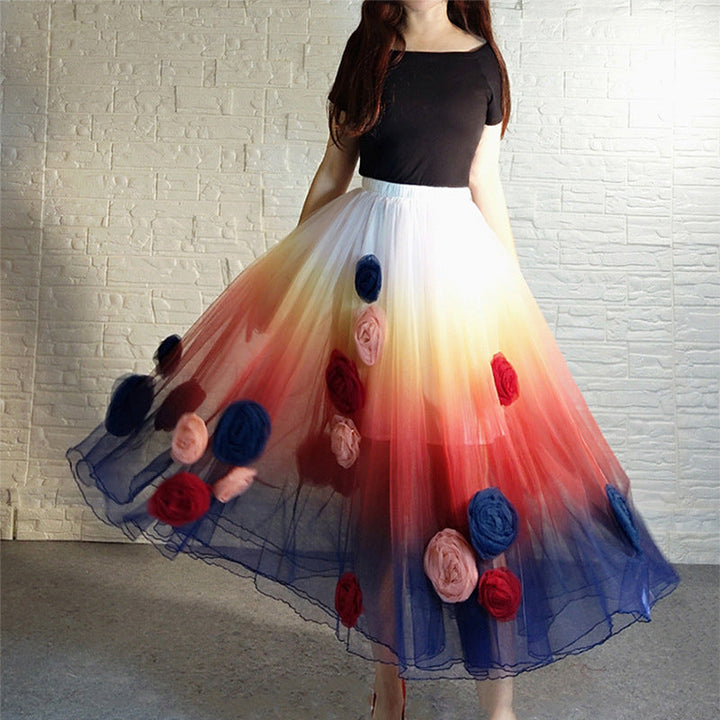 Maxirock Floral-Ombre 3D-Print – Light Women's Summer Skirt, Elegant & Flowing