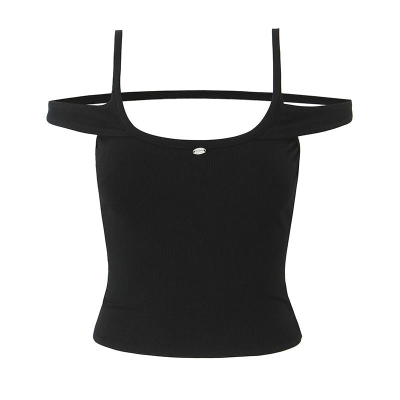 Off-shoulder women's top with fine ribbed texture