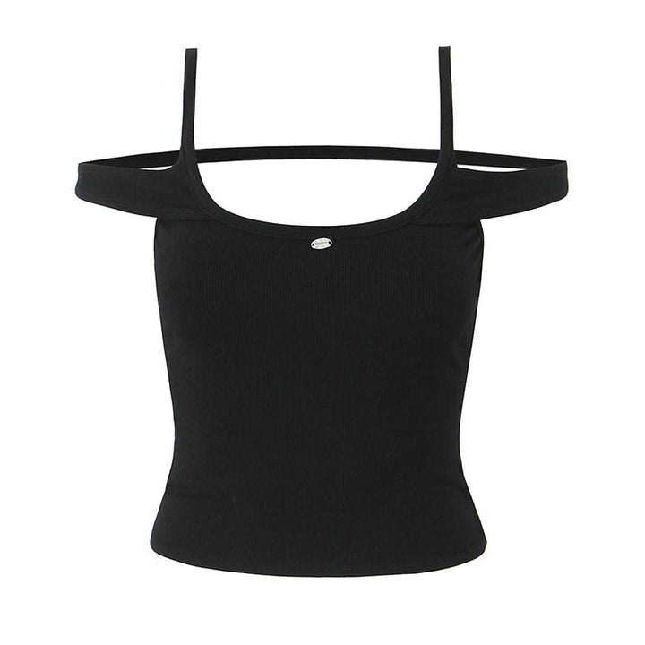 Off-shoulder women's top with fine ribbed texture