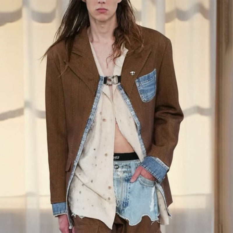 Trendy Oversize Denim Blazer Women – Streetstyle Jacket with Shoulder Pads