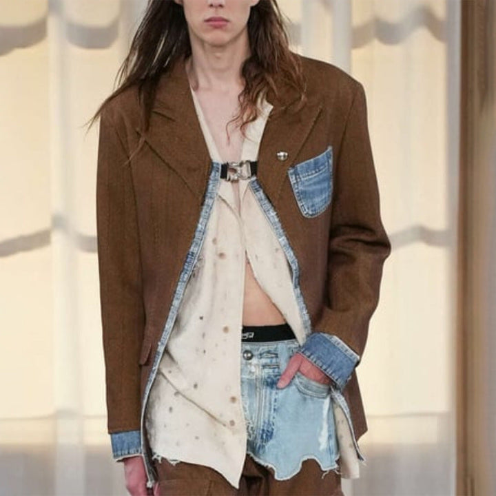 Trendy Oversize Denim Blazer Women – Streetstyle Jacket with Shoulder Pads