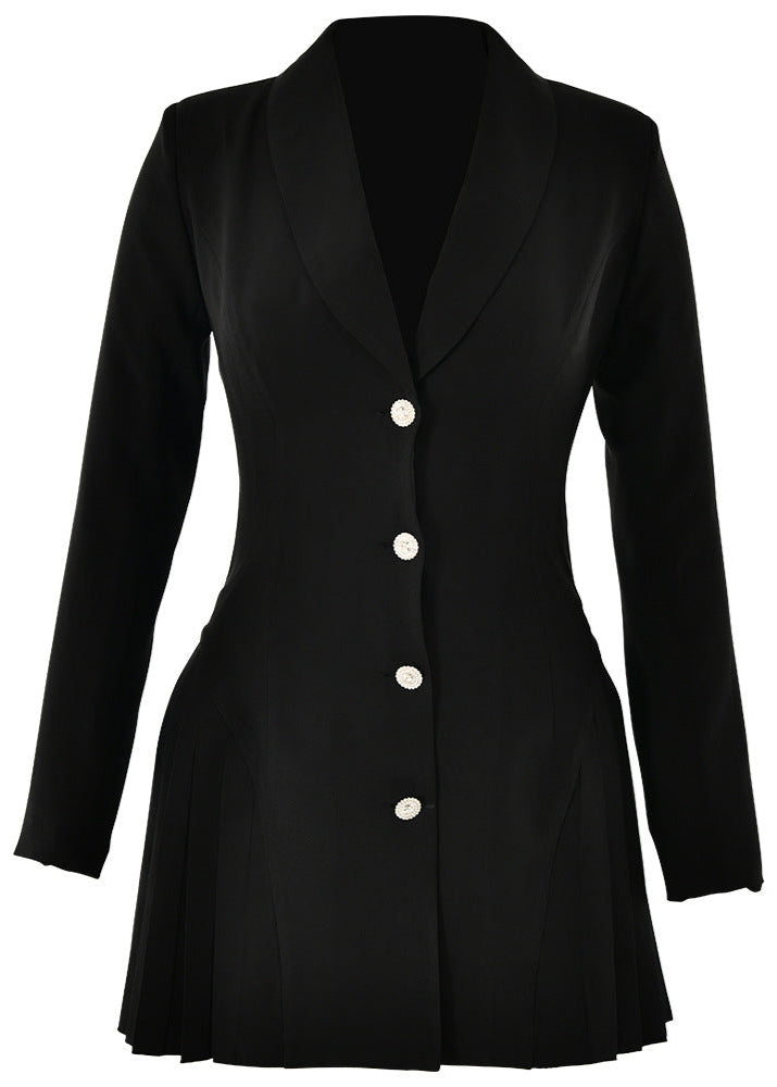 Women's Blazer Dress – Pleated Design – Elegant Look