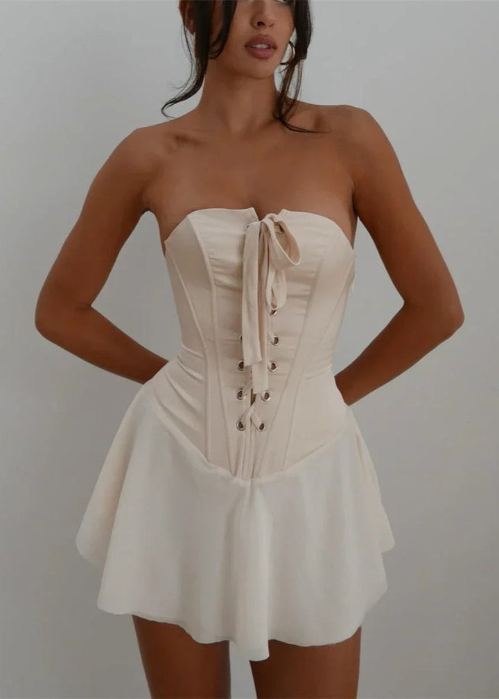 Women's mini dress in corset design – sleeveless and tight-fitting