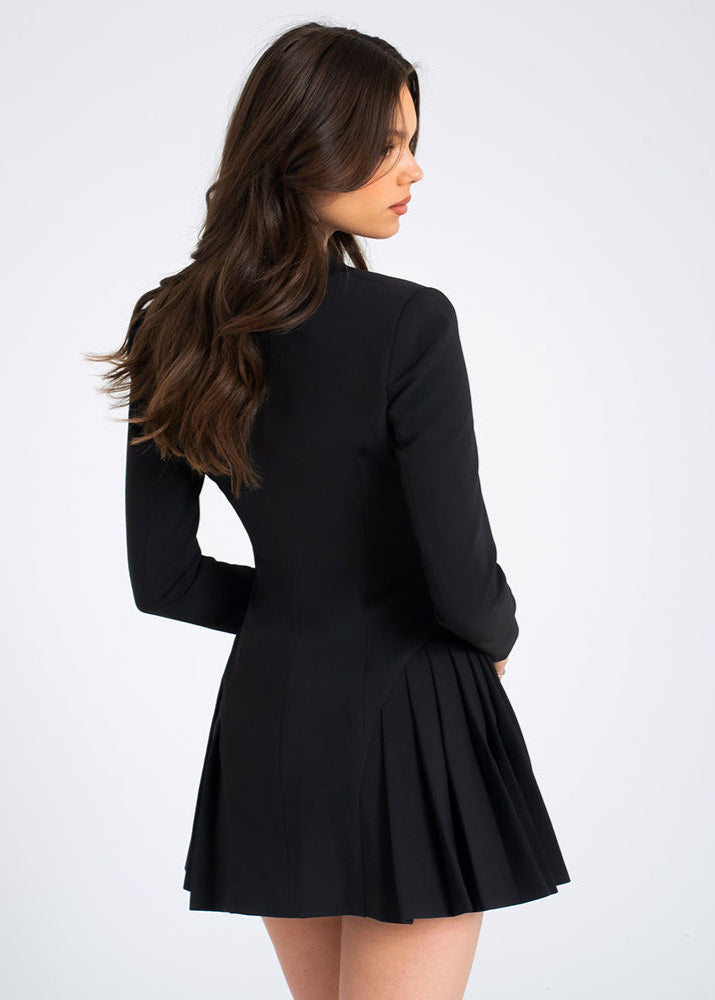 Women's Blazer Dress – Pleated Design – Elegant Look