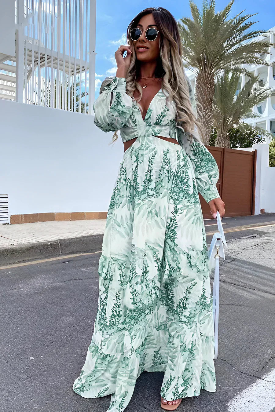 Women's Maxi Dress – Lightweight Fabric – Tropical Print – Sleeveless – Summer Style