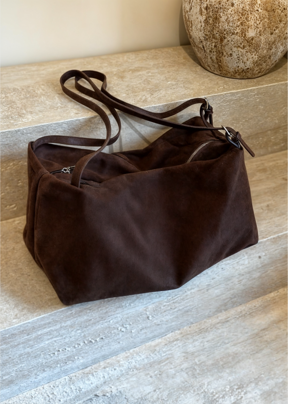 Women's Suede Crossbody Bag – Vegan Shoulder Bag Elegant & Compact