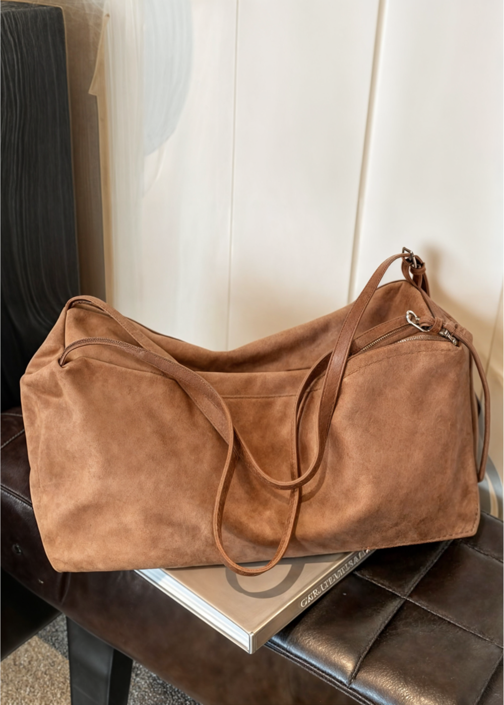 Women's Suede Crossbody Bag – Vegan Shoulder Bag Elegant & Compact