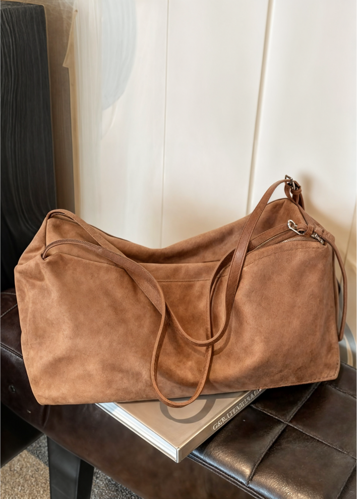 Women's Suede Crossbody Bag – Vegan Shoulder Bag Elegant & Compact
