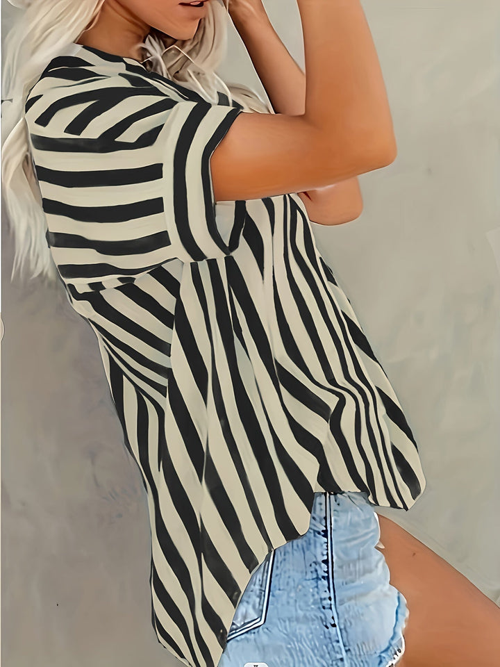 Women's Blouse – Cotton Blend – Striped & Loose Fit