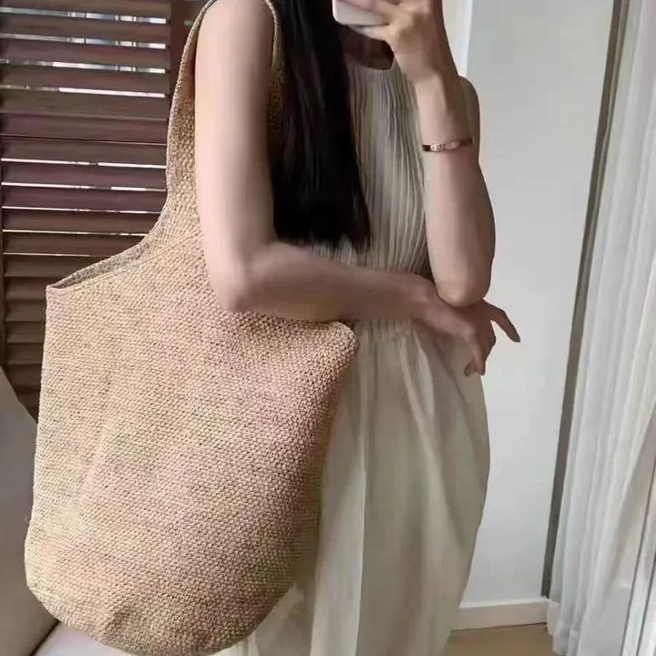 Boho Straw Bag Women – Handmade Beach Bag Summer 2025 Shopper