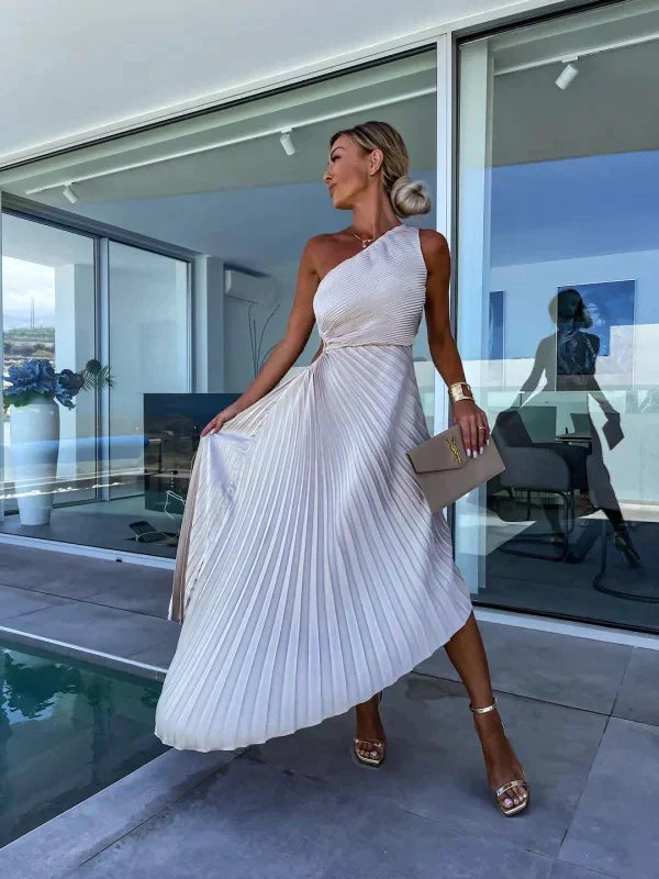Women's dress pleated asymmetrical elegant | For summer or festive occasions