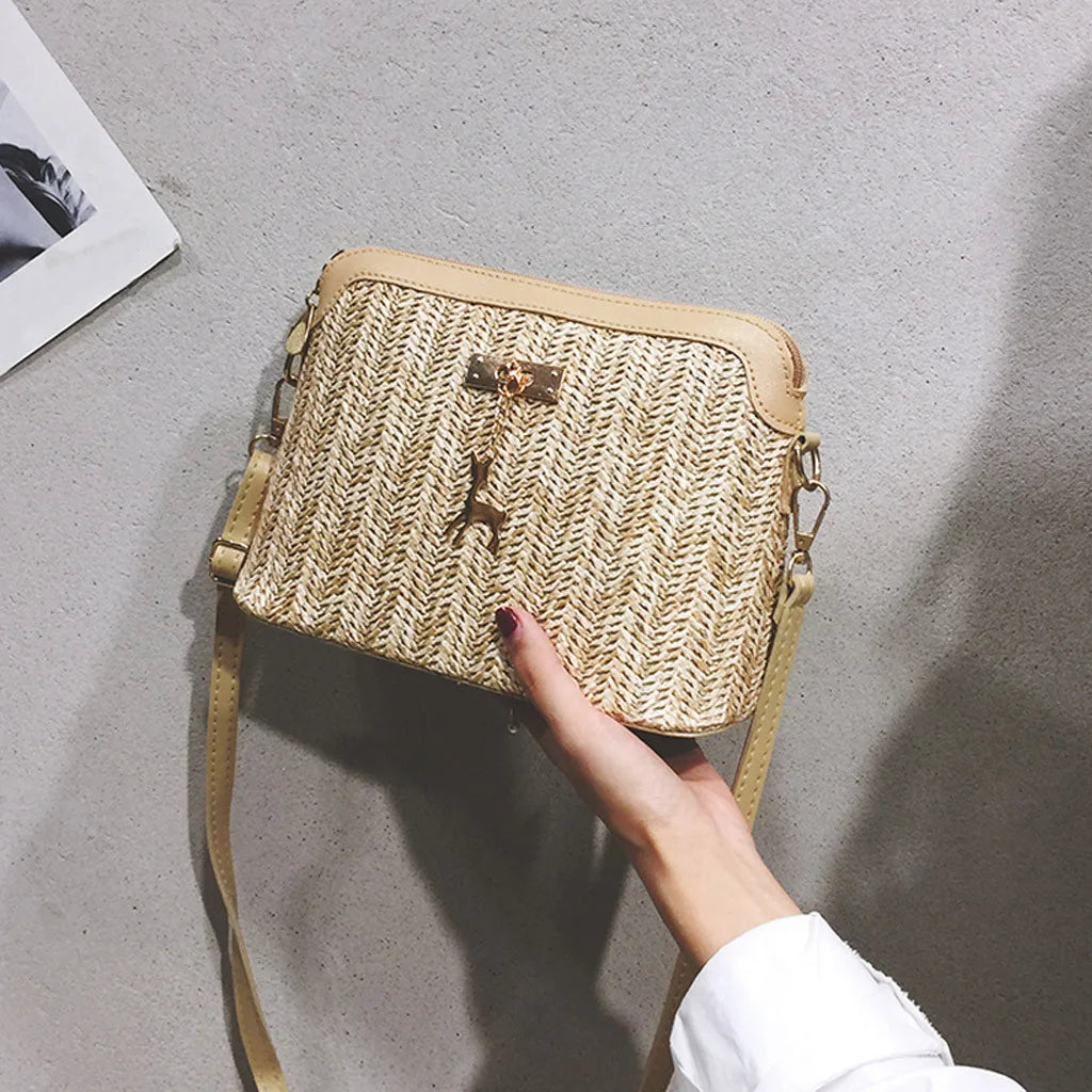 Boho Straw Shoulder Bag Women – Handmade Crossbody Bag Summer 2025